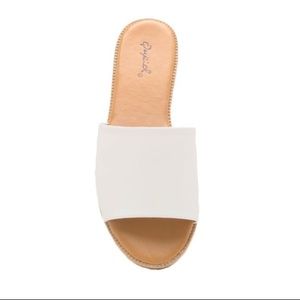 White One Band Slide Sandals